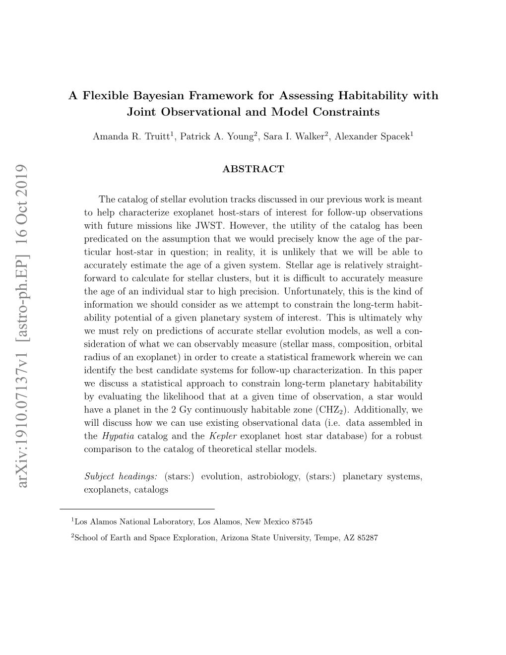 A Flexible Bayesian Framework for Assessing Habitability with Joint Observational and Model Constraints