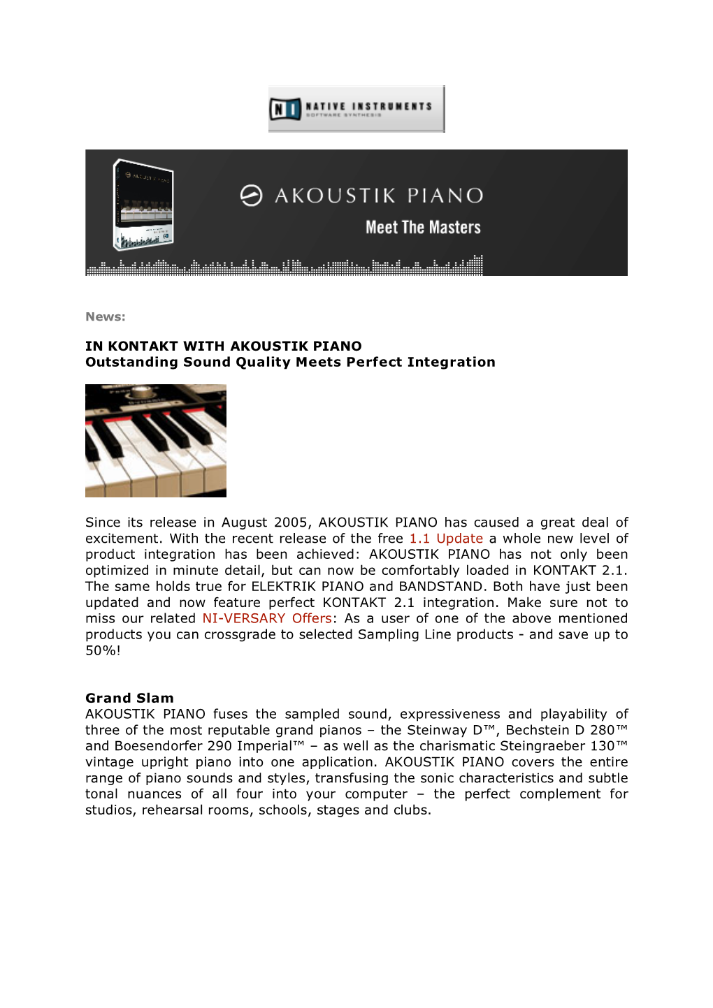 IN KONTAKT with AKOUSTIK PIANO Outstanding Sound Quality Meets Perfect Integration