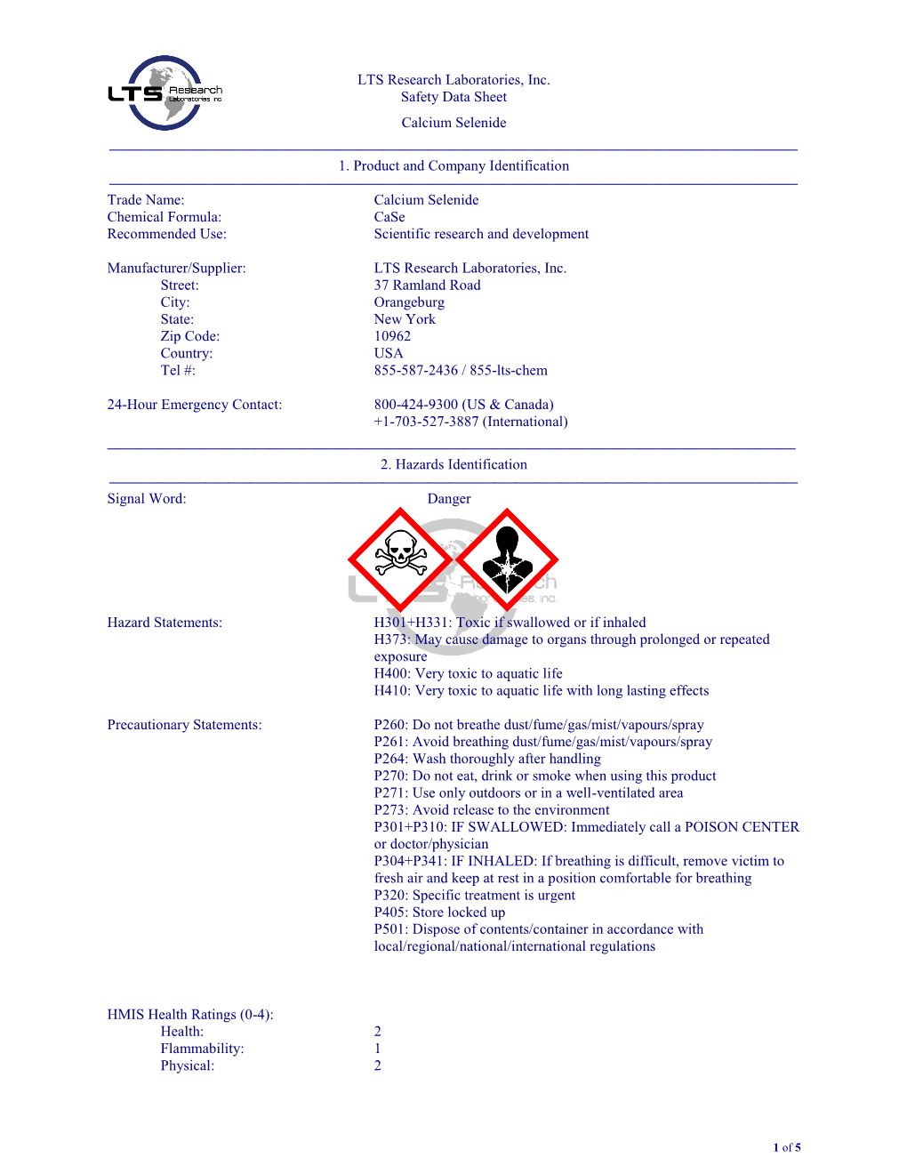 Material Safety Data Sheet