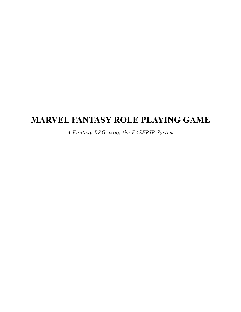 Marvel Fantasy Role Playing Game