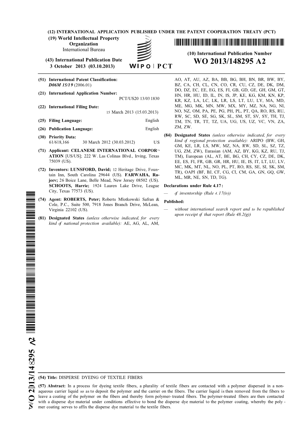 WO 2013/148295 A2 3 October 2013 (03.10.2013) P O P CT