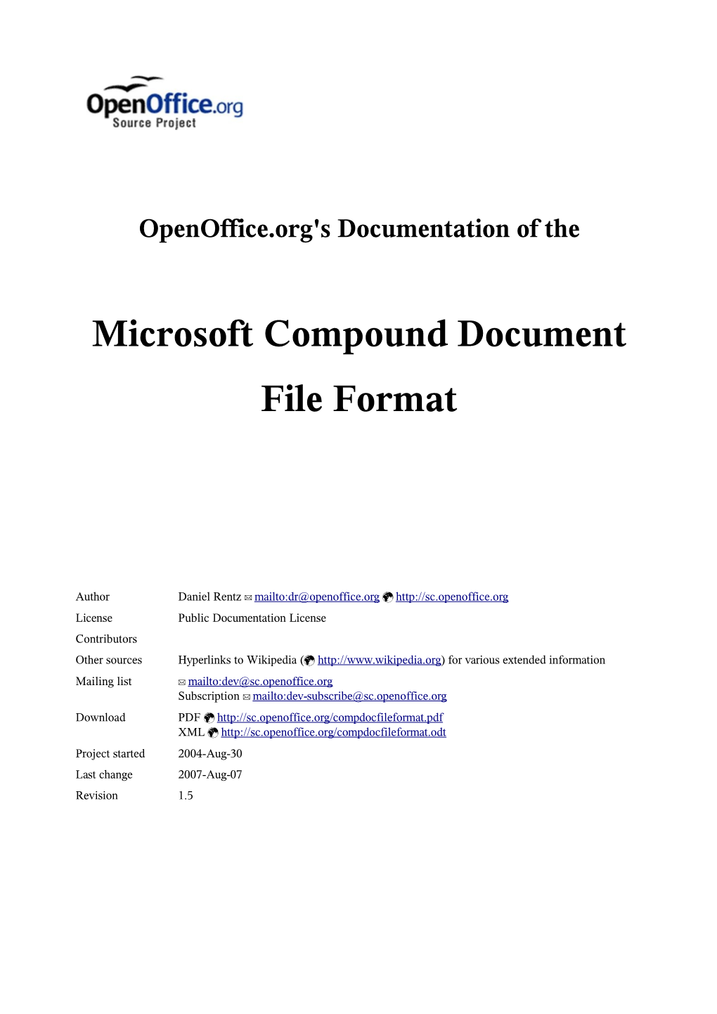 The Microsoft Compound Document File Format"