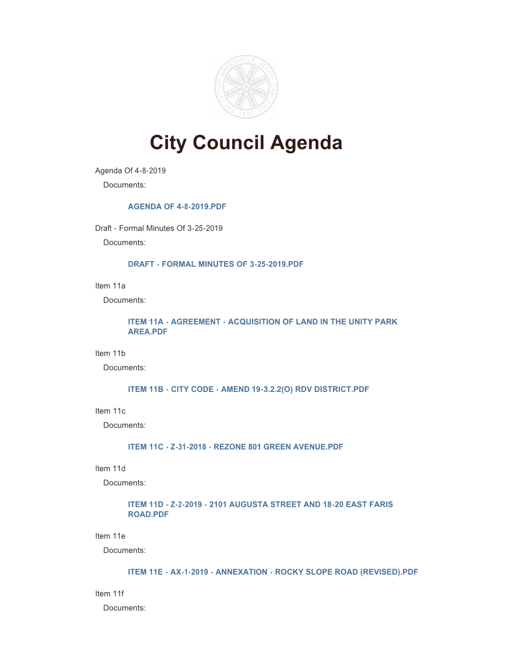 City Council Agenda