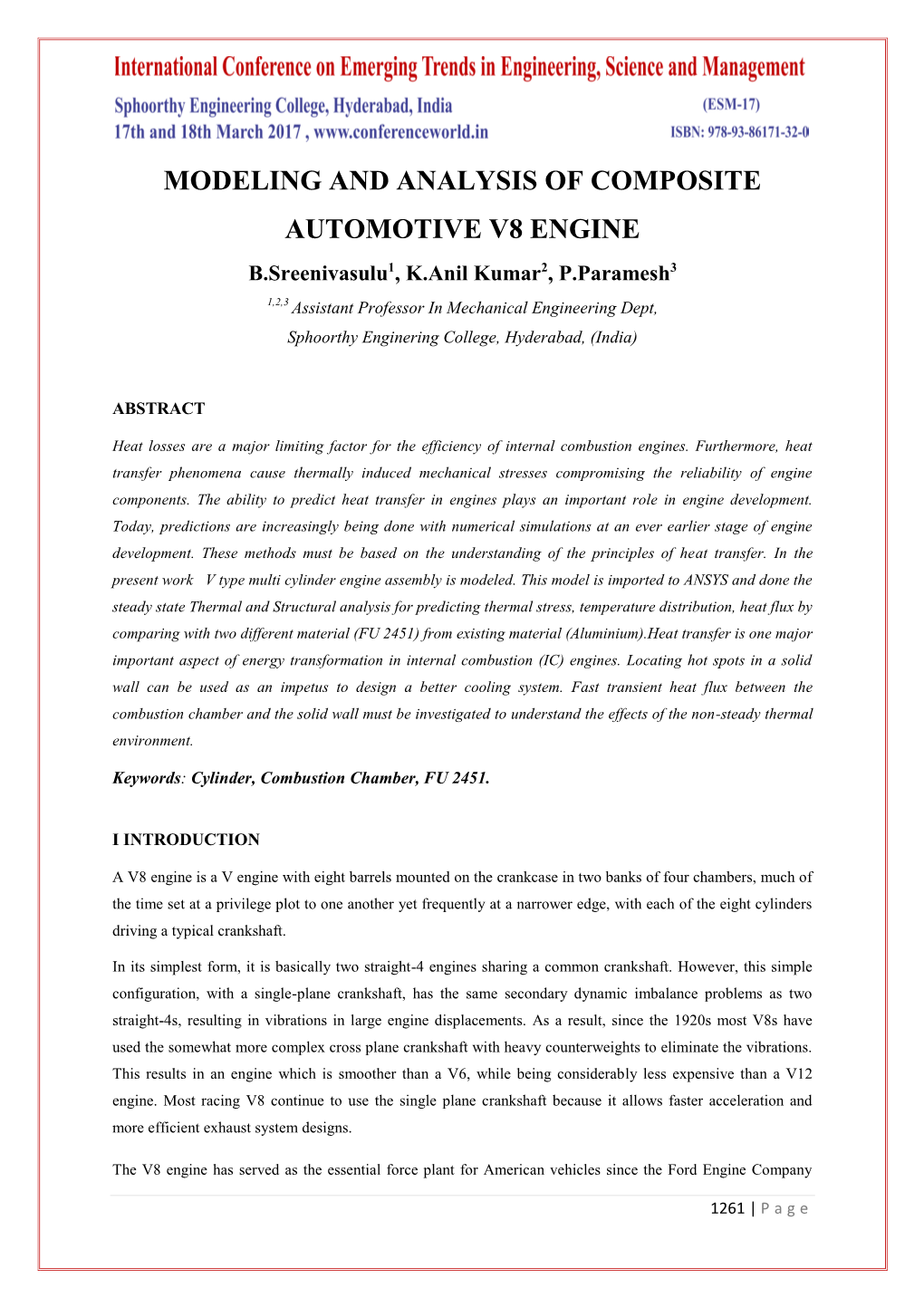 Modeling and Analysis of Composite Automotive V8