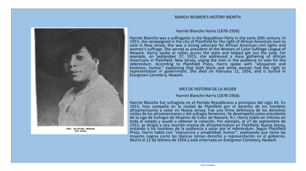 Blanche Harris (1878-1956) Harriet Blanche Was a Suffragette in the Republican Party in the Early 20Th Century