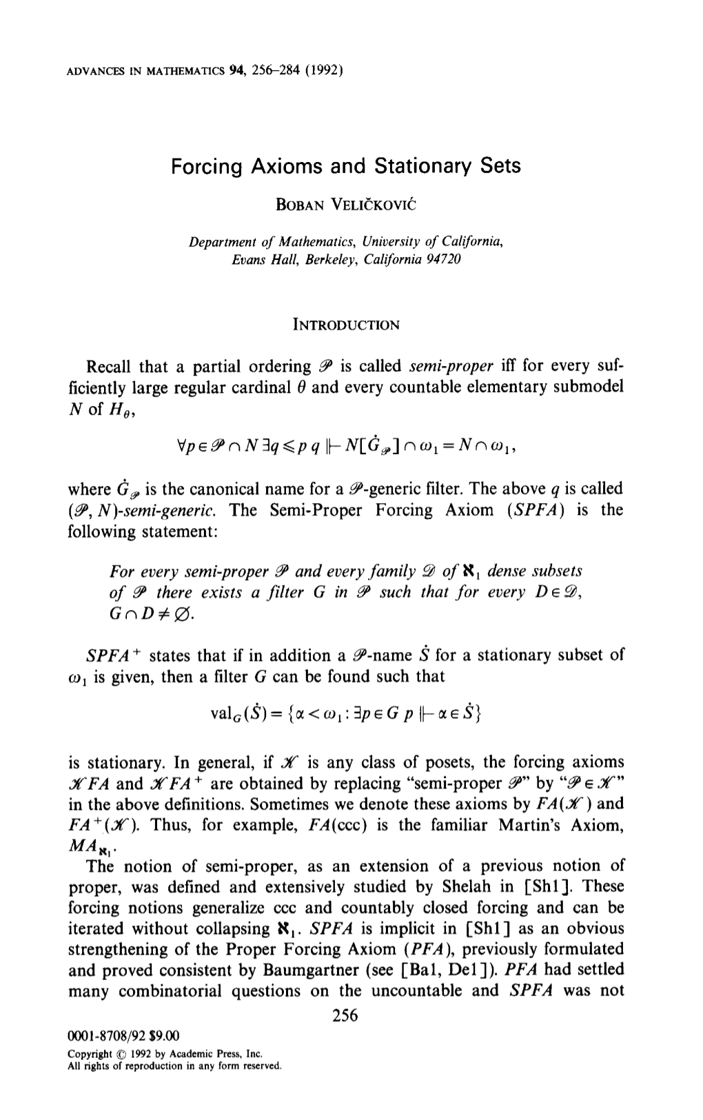 Forcing Axioms and Stationary Sets