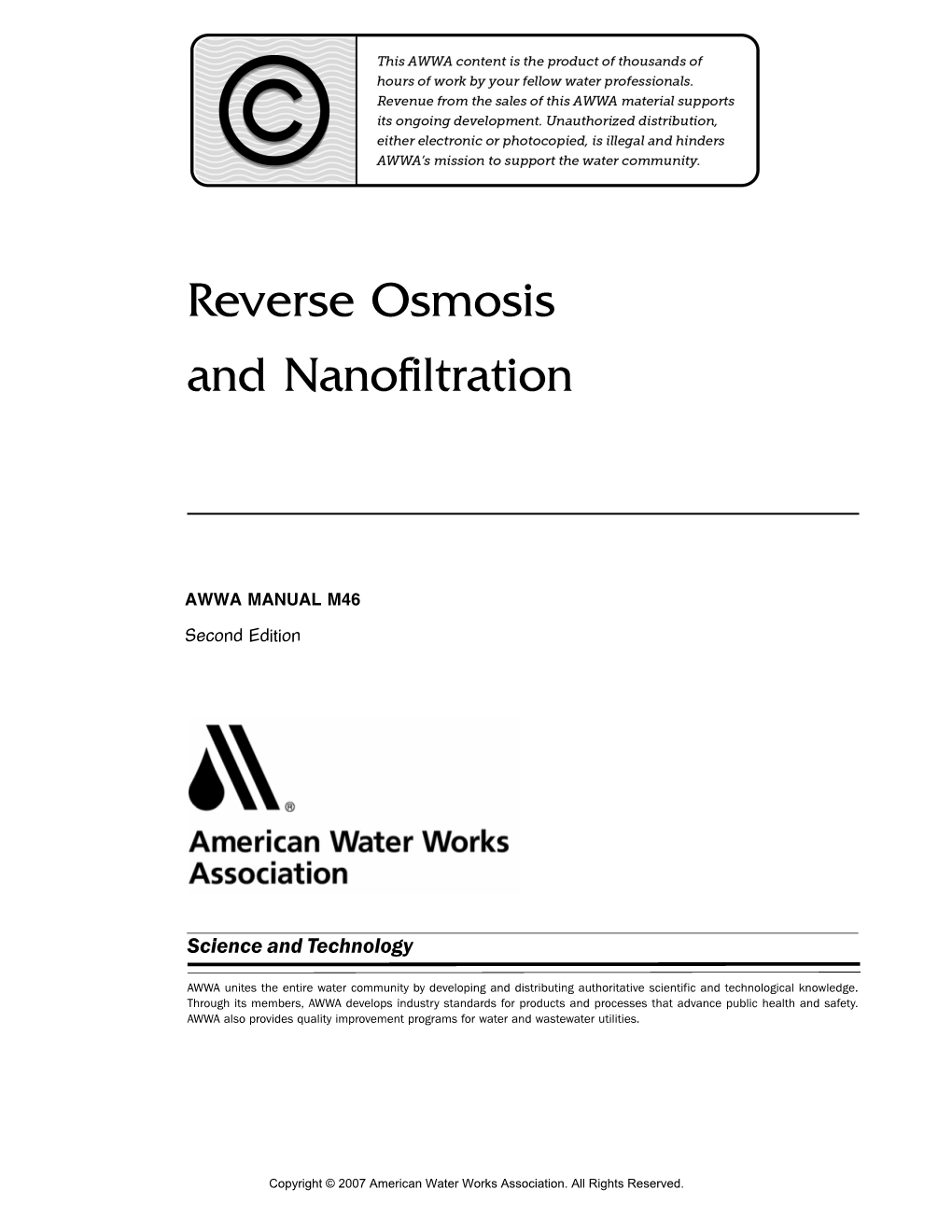 Reverse Osmosis and Nanofiltration, Second Edition