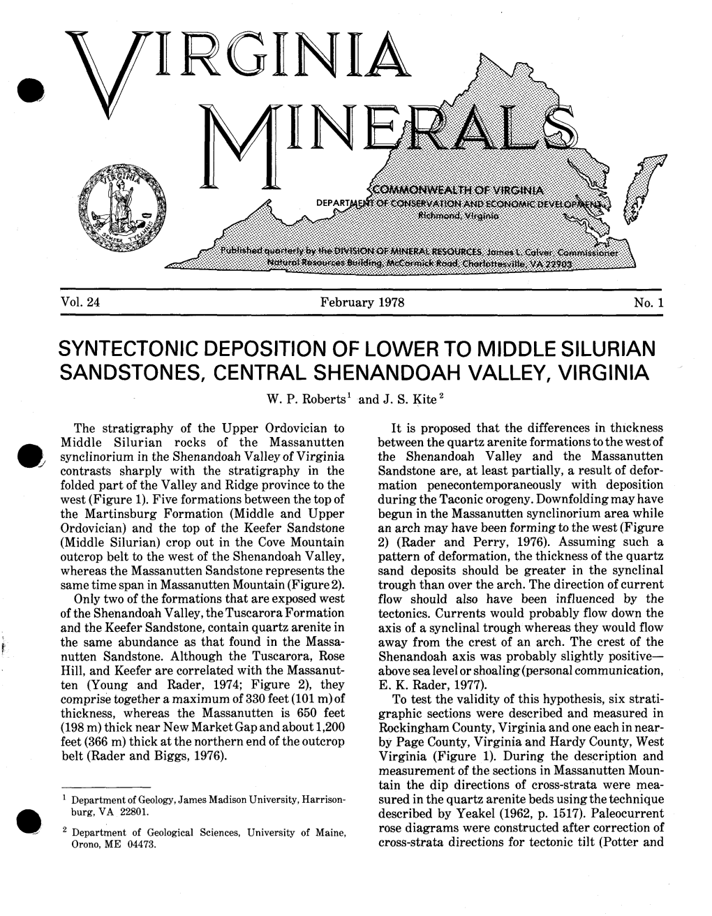 Syntectonic Deposition of Lower to Middle Silurian Sandstones, Central Shenandoah Valley, Virginia W