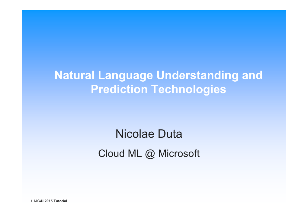 Nicolae Duta Natural Language Understanding and Prediction