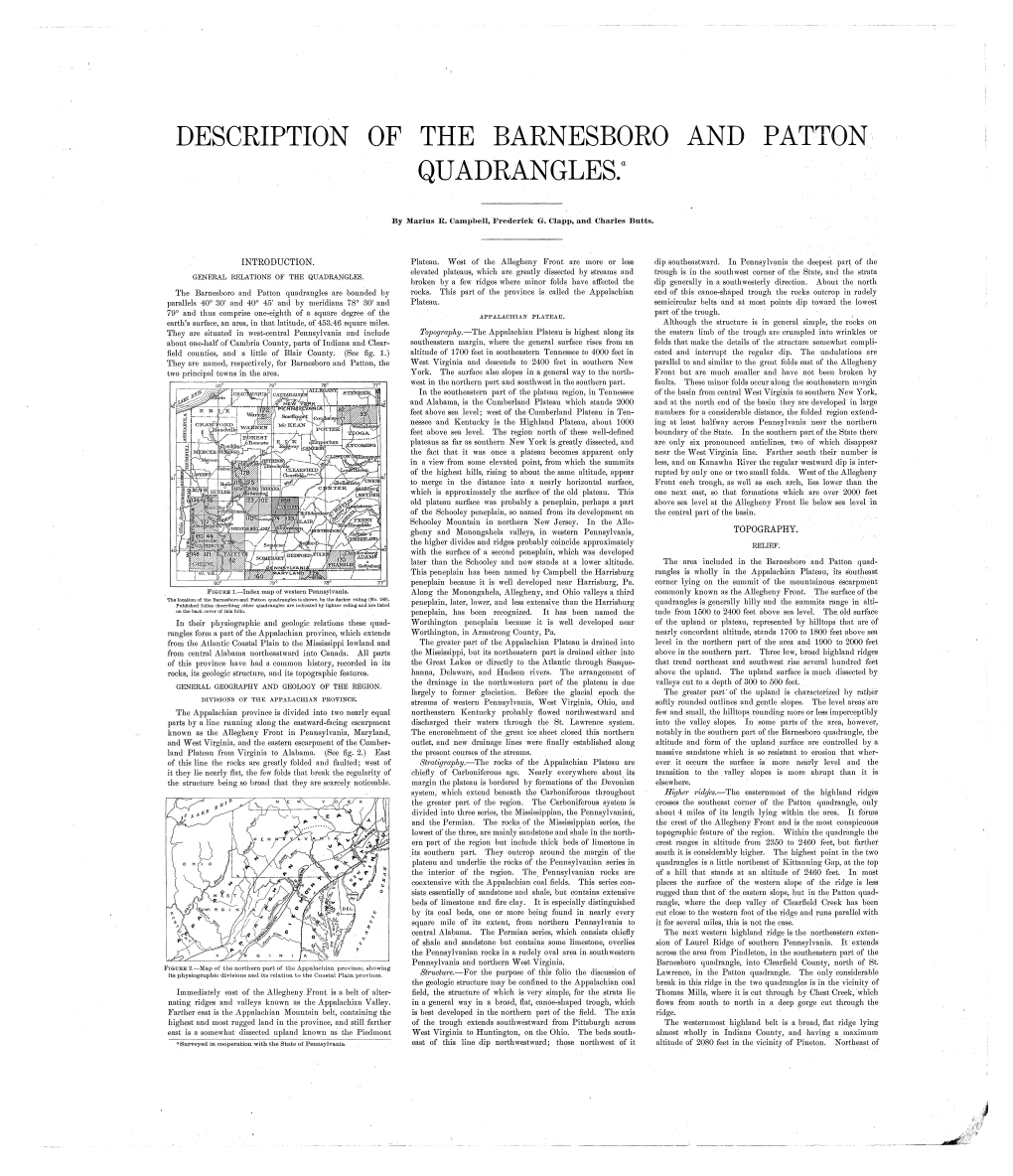 Description of the Barnesboro and Patton Quadrangles
