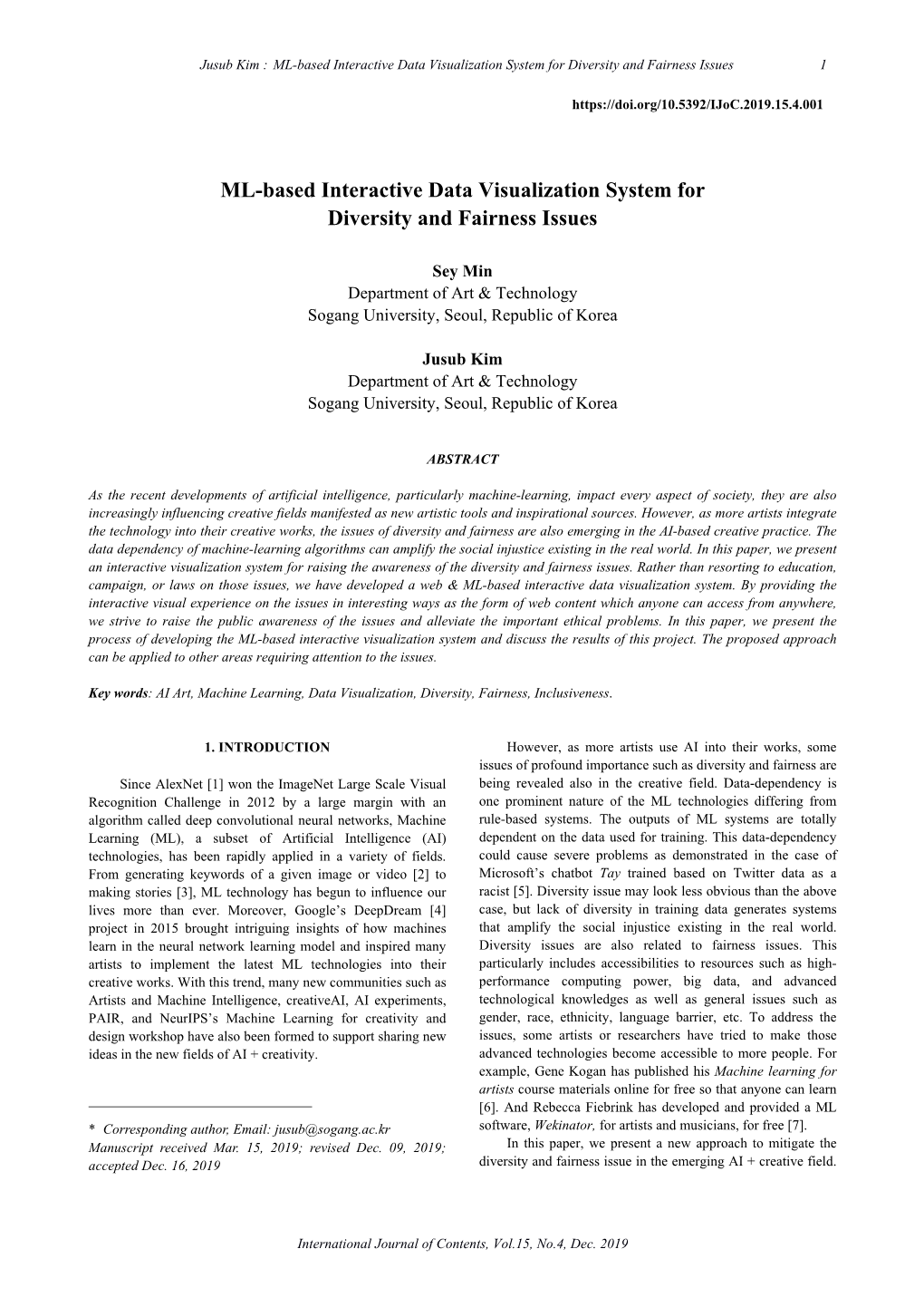 ML-Based Interactive Data Visualization System for Diversity and Fairness Issues 1