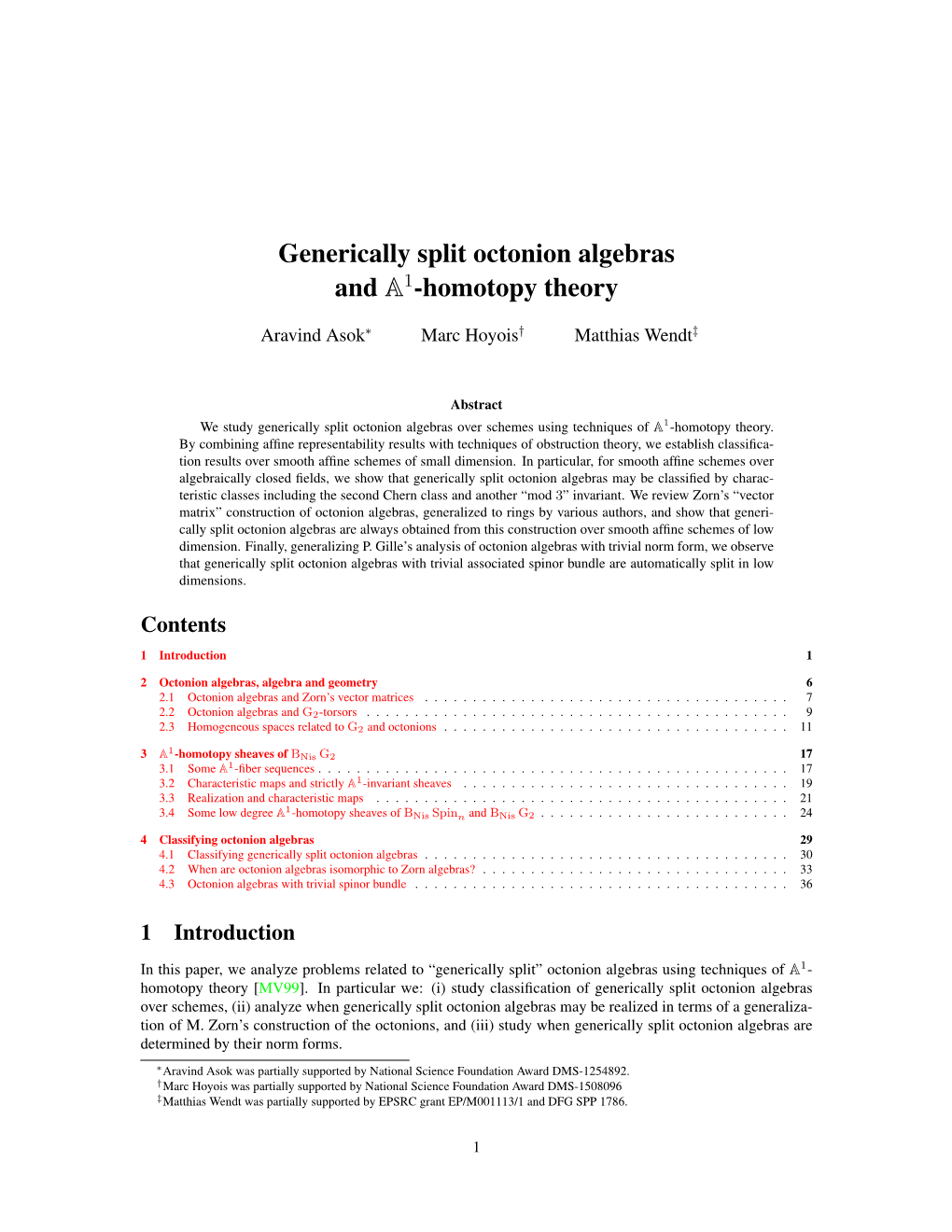 Generically Split Octonion Algebras and A1-Homotopy Theory