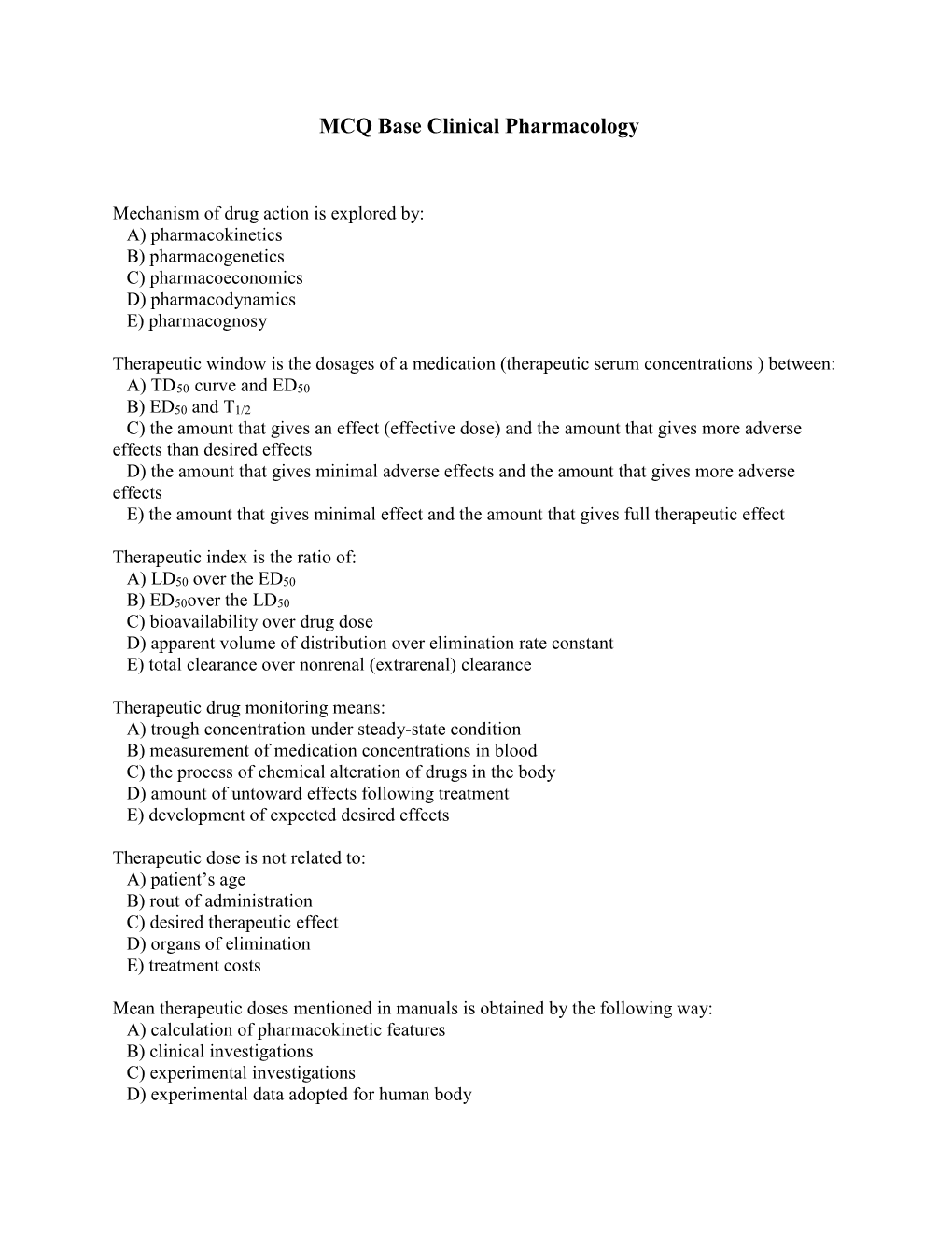 MCQ Base Clinical Pharmacology