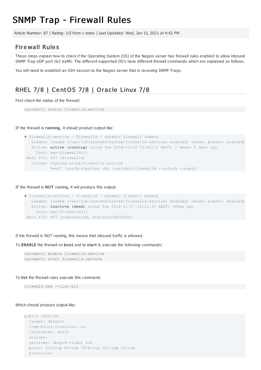 SNMP Trap - Firewall Rules