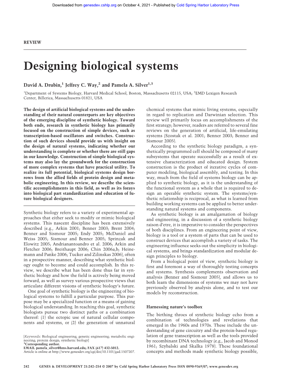 Designing Biological Systems