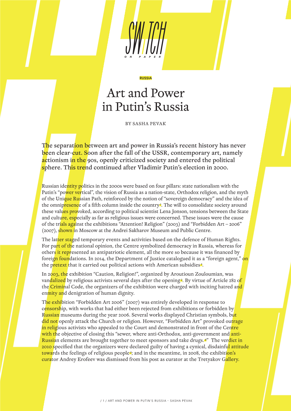 Art and Power in Putin's Russia