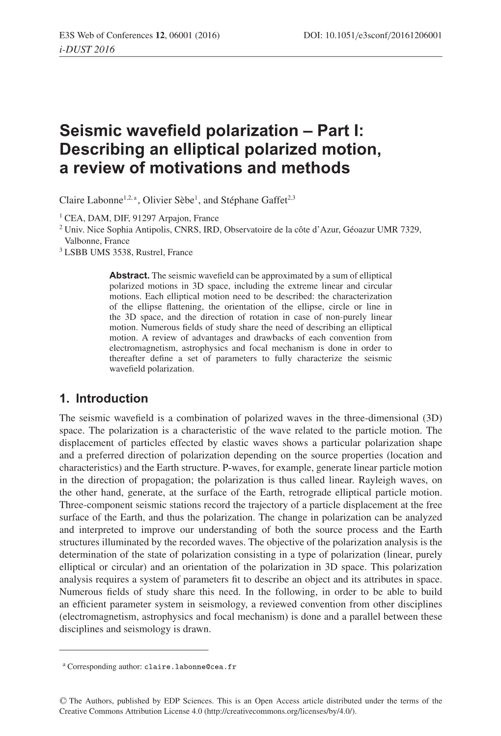 Seismic Wavefield Polarization