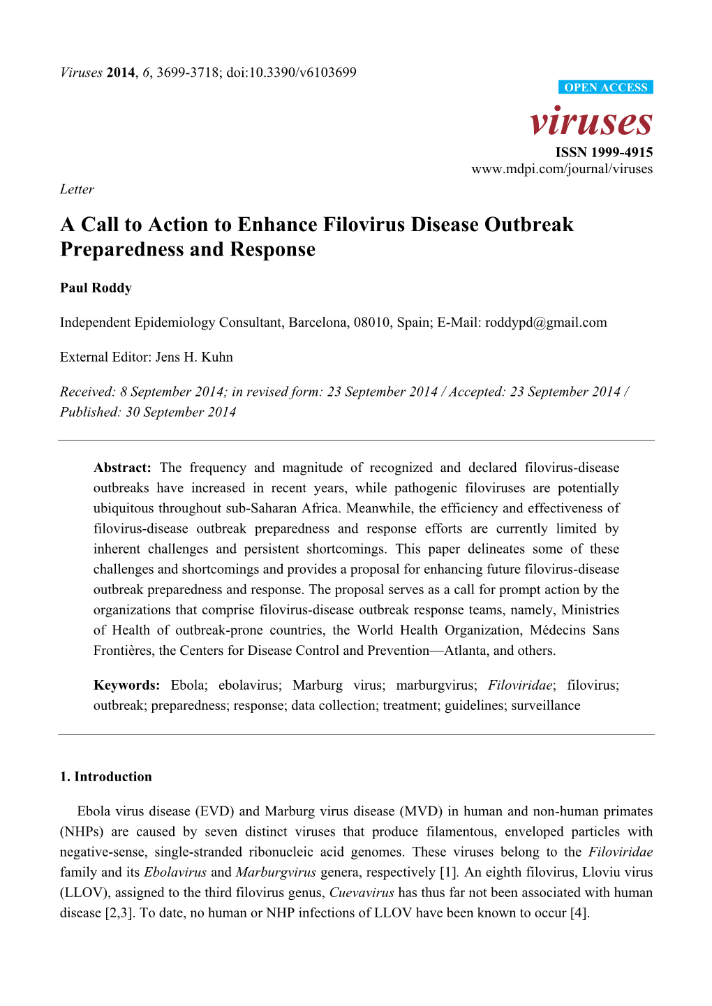 A Call to Action to Enhance Filovirus Disease Outbreak Preparedness and Response