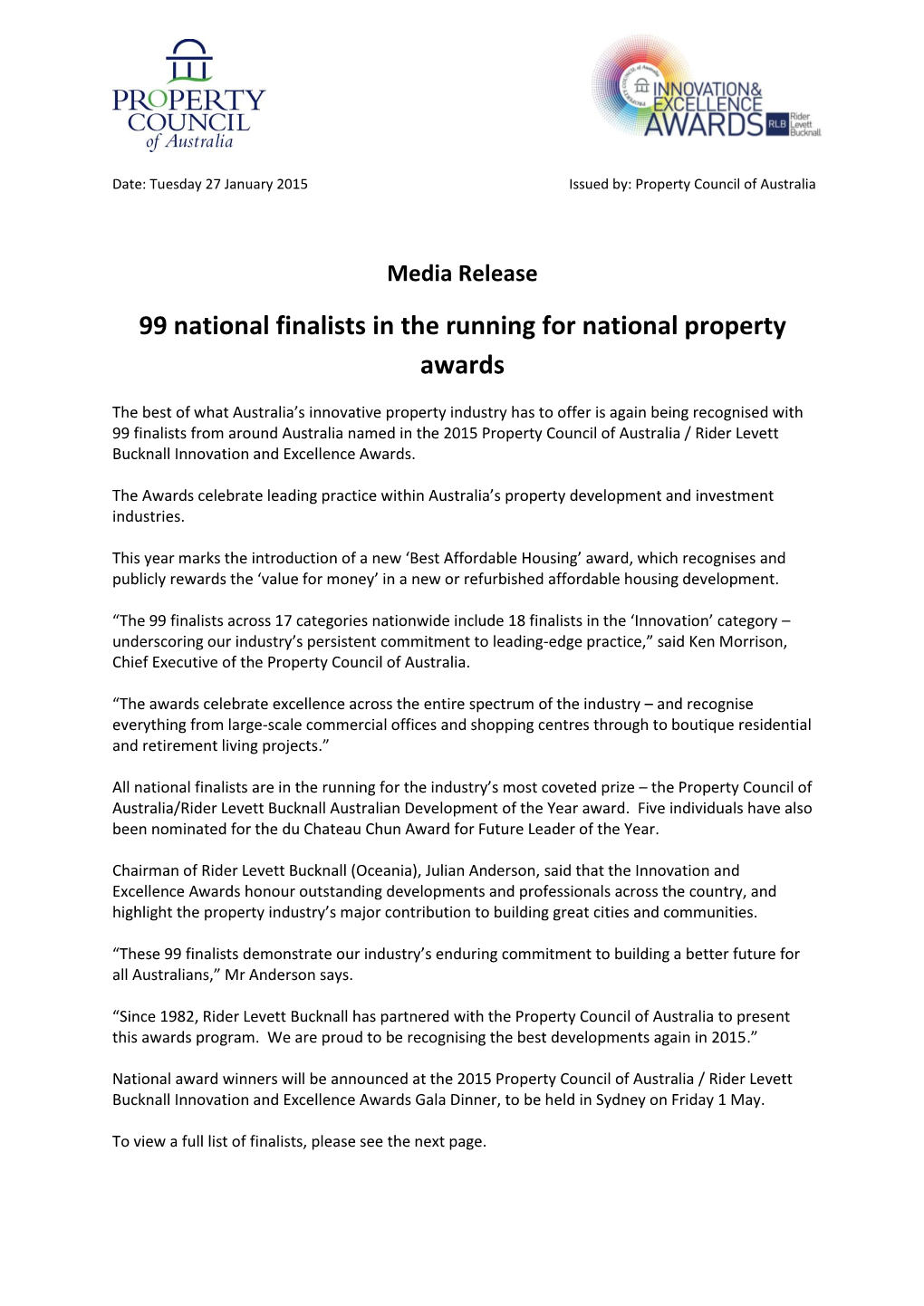 99 National Finalists in the Running for National Property Awards