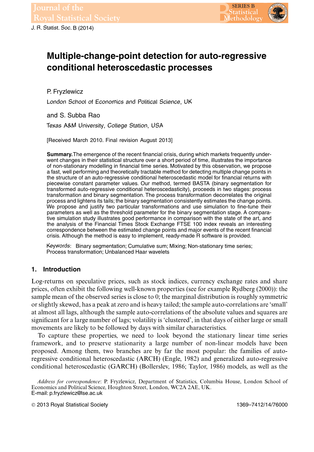 Multiple-Change-Point Detection for Auto-Regressive Conditional Heteroscedastic Processes