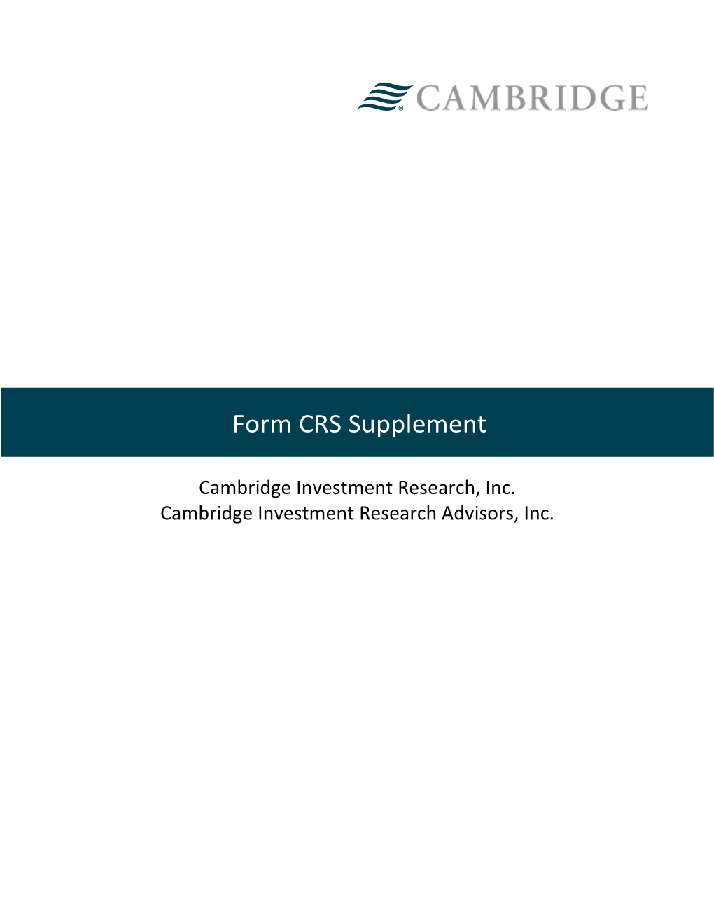 Form CRS Supplement