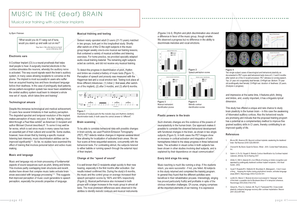 MUSIC in the (Deaf) BRAIN Musical Ear Training with Cochlear Implants