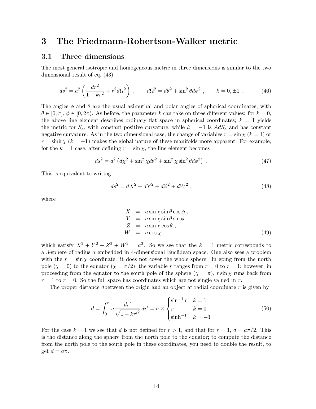 3 the Friedmann-Robertson-Walker Metric