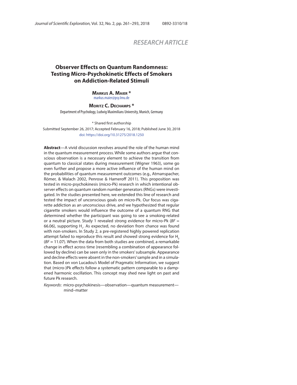 Observer Effects on Quantum Randomness: Testing Micro-Psychokinetic Effects of Smokers on Addiction-Related Stimuli