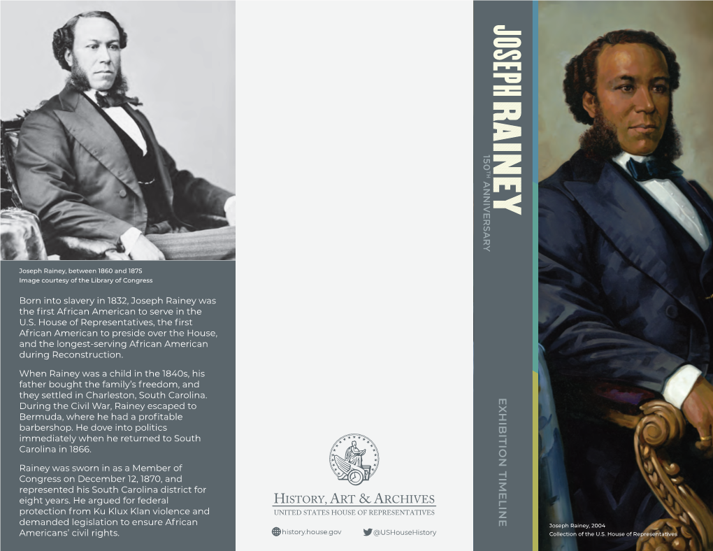 Joseph Rainey 150Th Anniversary Exhibition Timeline