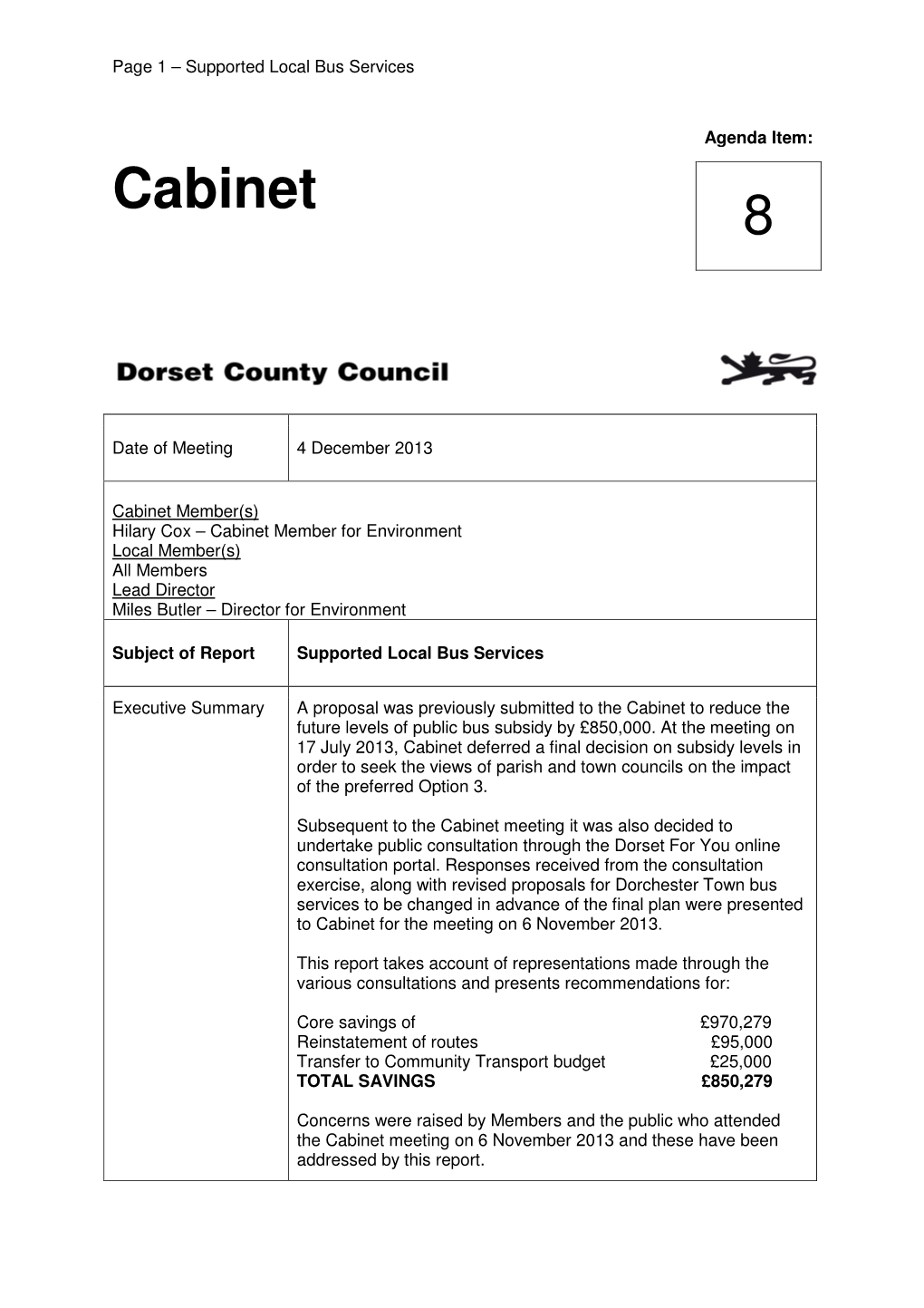 Supported Local Bus Services with Appendices