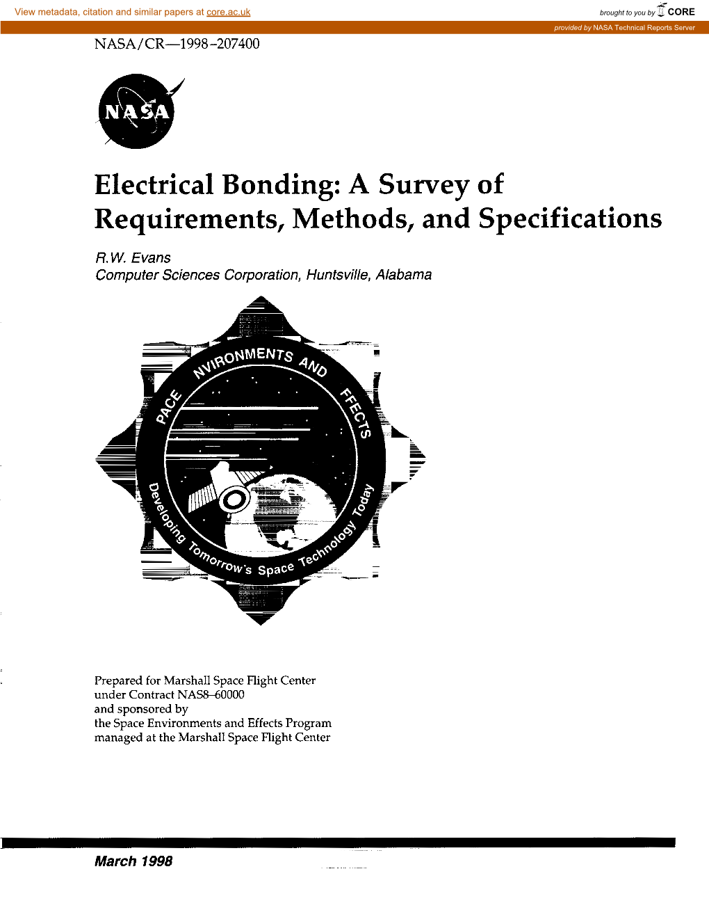 Electrical Bonding: a Survey of Requirements, Methods, and Specifications