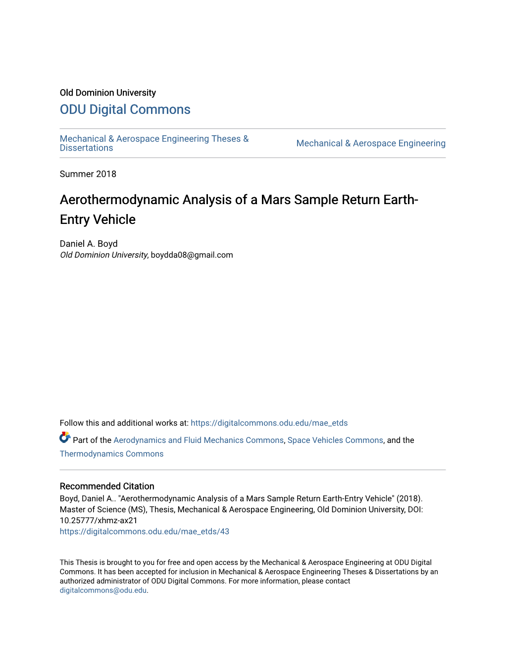 Aerothermodynamic Analysis of a Mars Sample Return Earth-Entry Vehicle