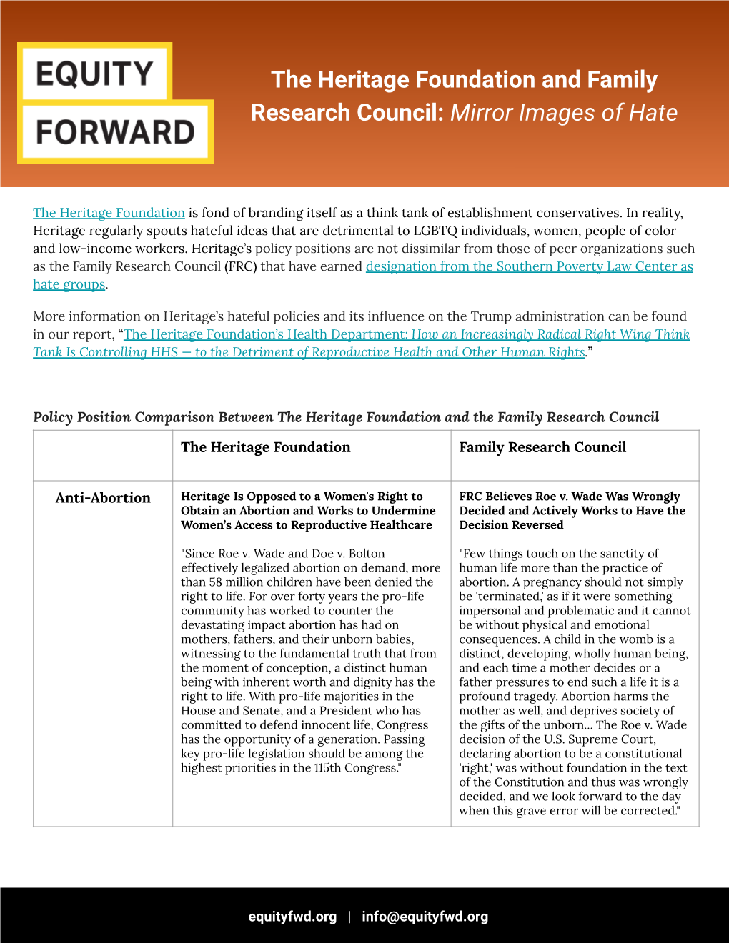 The Heritage Foundation and Family Research Council: Mirror Images of Hate