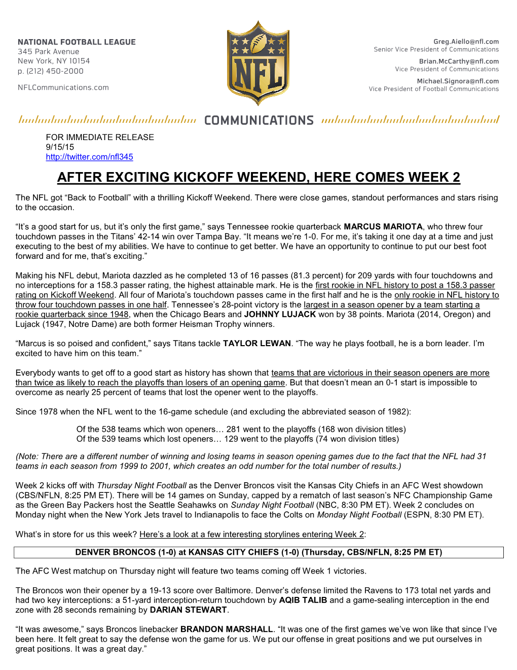 After Exciting Kickoff Weekend, Here Comes Week 2