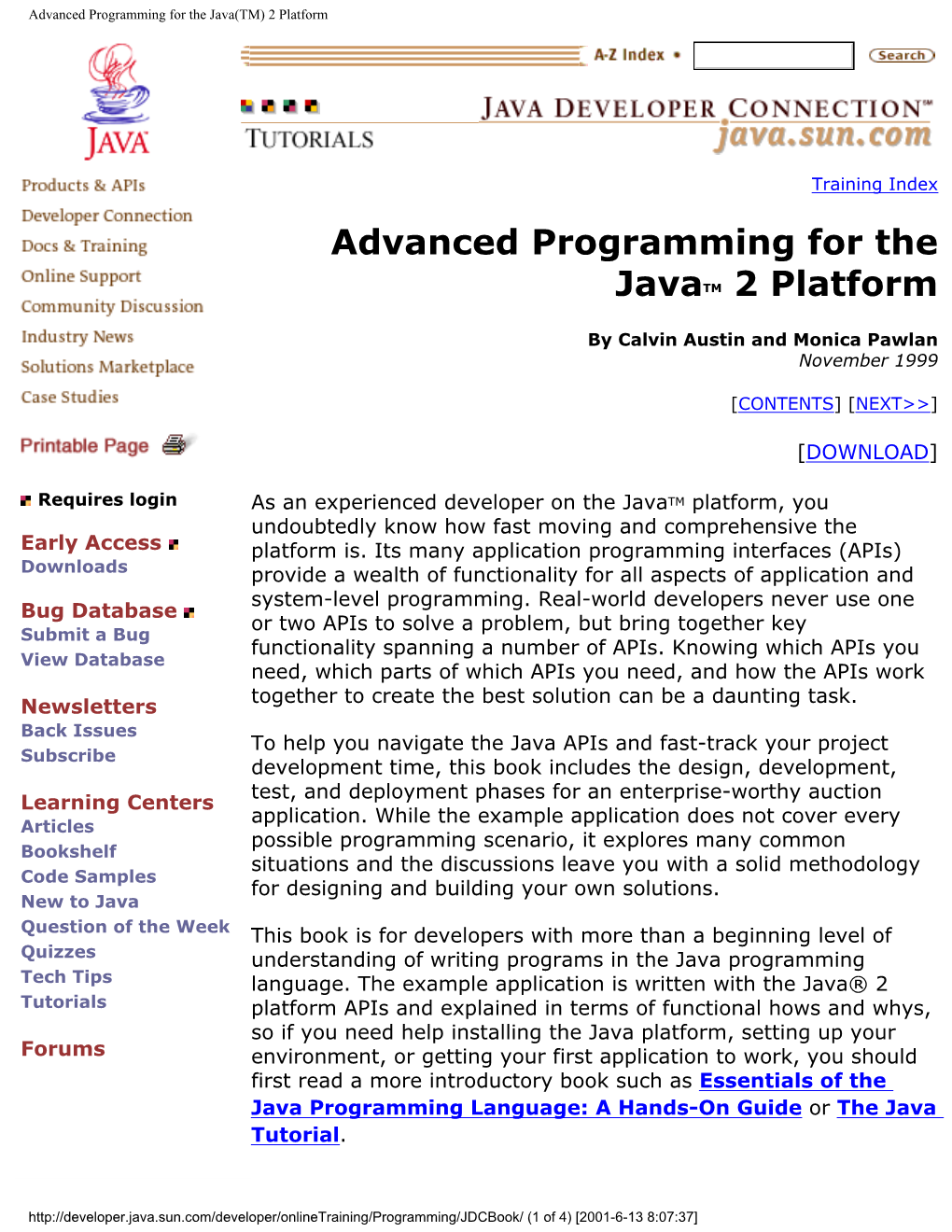 Advanced Programming for the Java(TM) 2 Platform