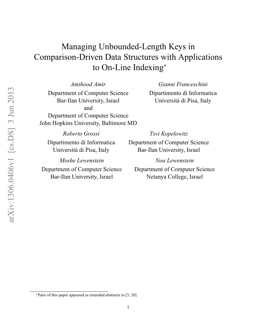 Managing Unbounded-Length Keys in Comparison-Driven Data