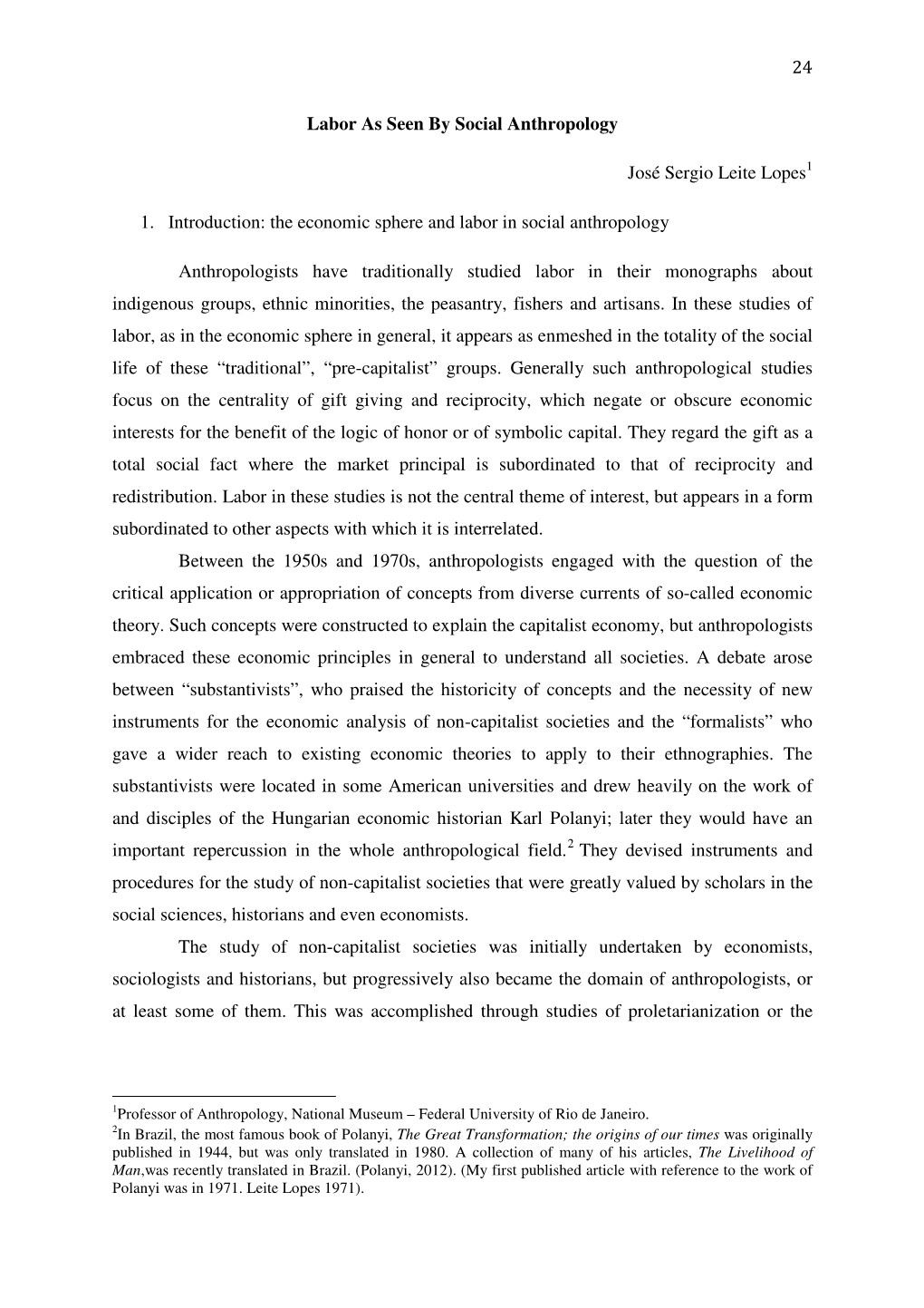 24 Labor As Seen by Social Anthropology José Sergio Leite