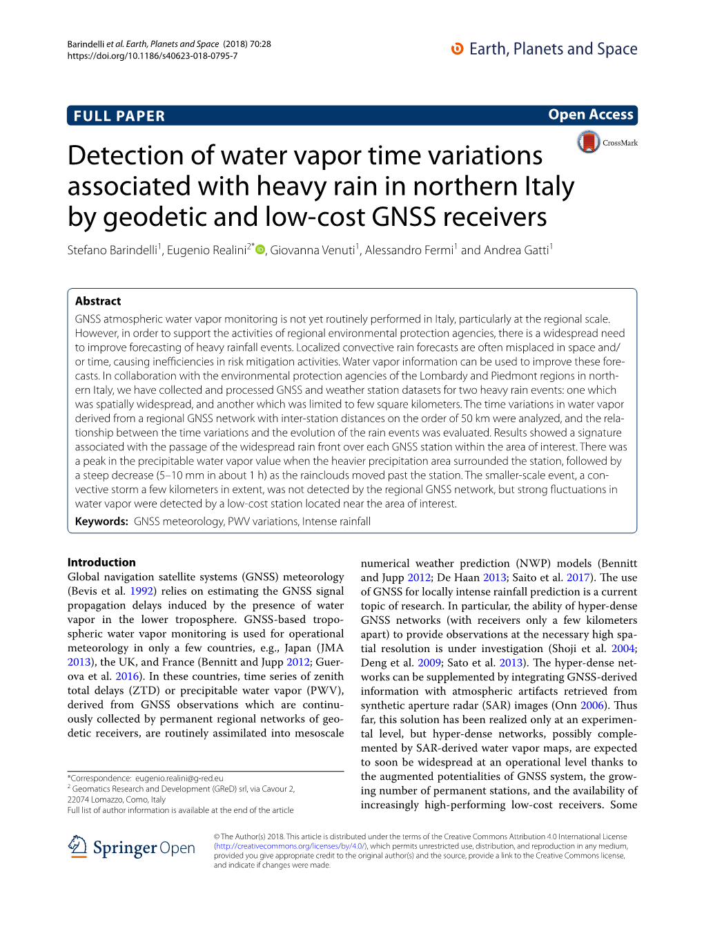 Detection of Water Vapor Time Variations Associated with Heavy