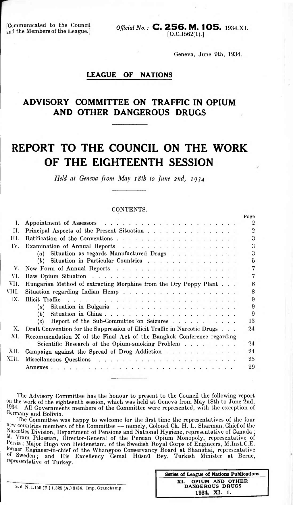 Report to the Council on the Work of the Eighteenth Session
