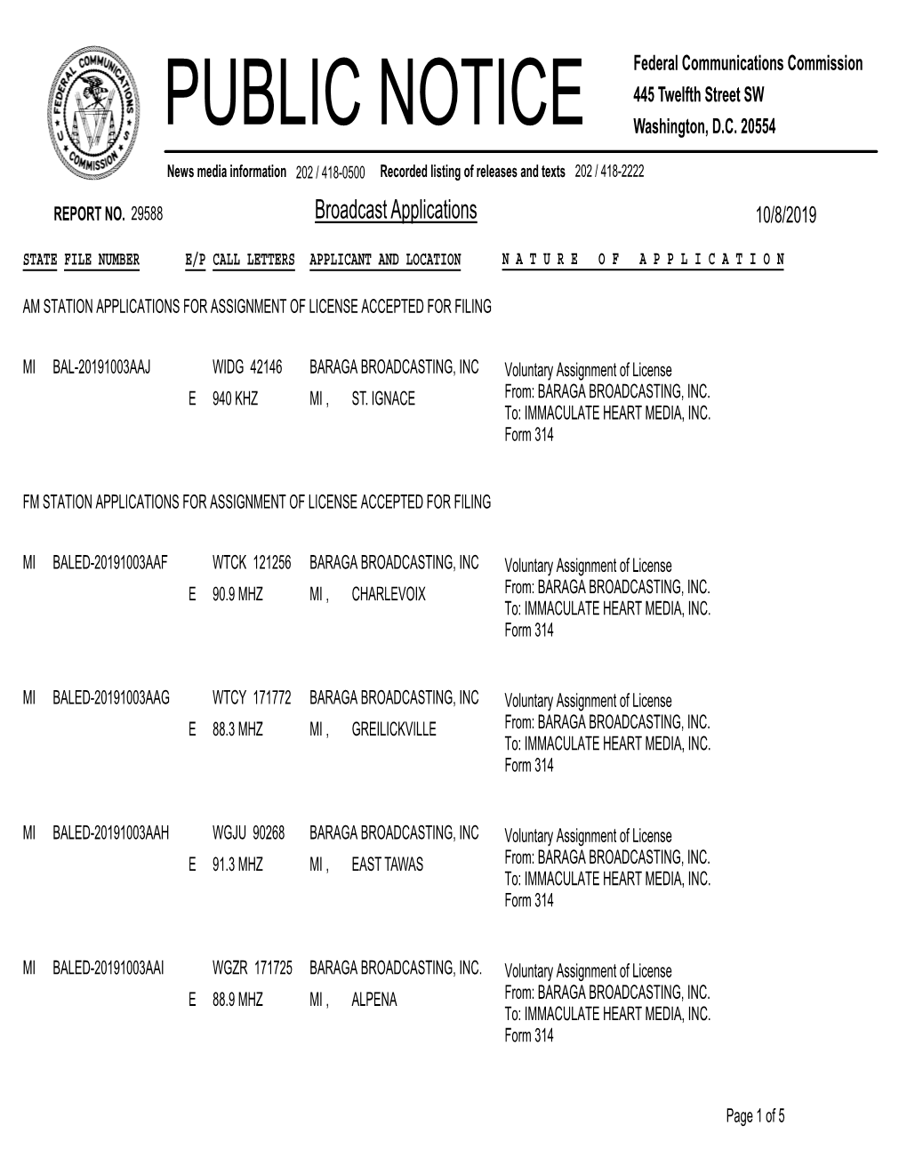 Broadcast Applications 10/8/2019