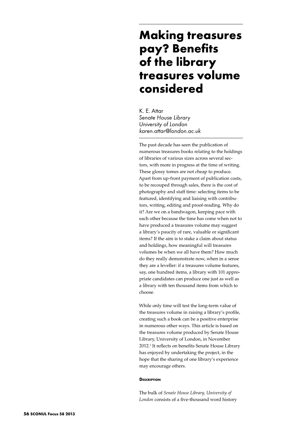 Benefits of the Library Treasures Volume Considered