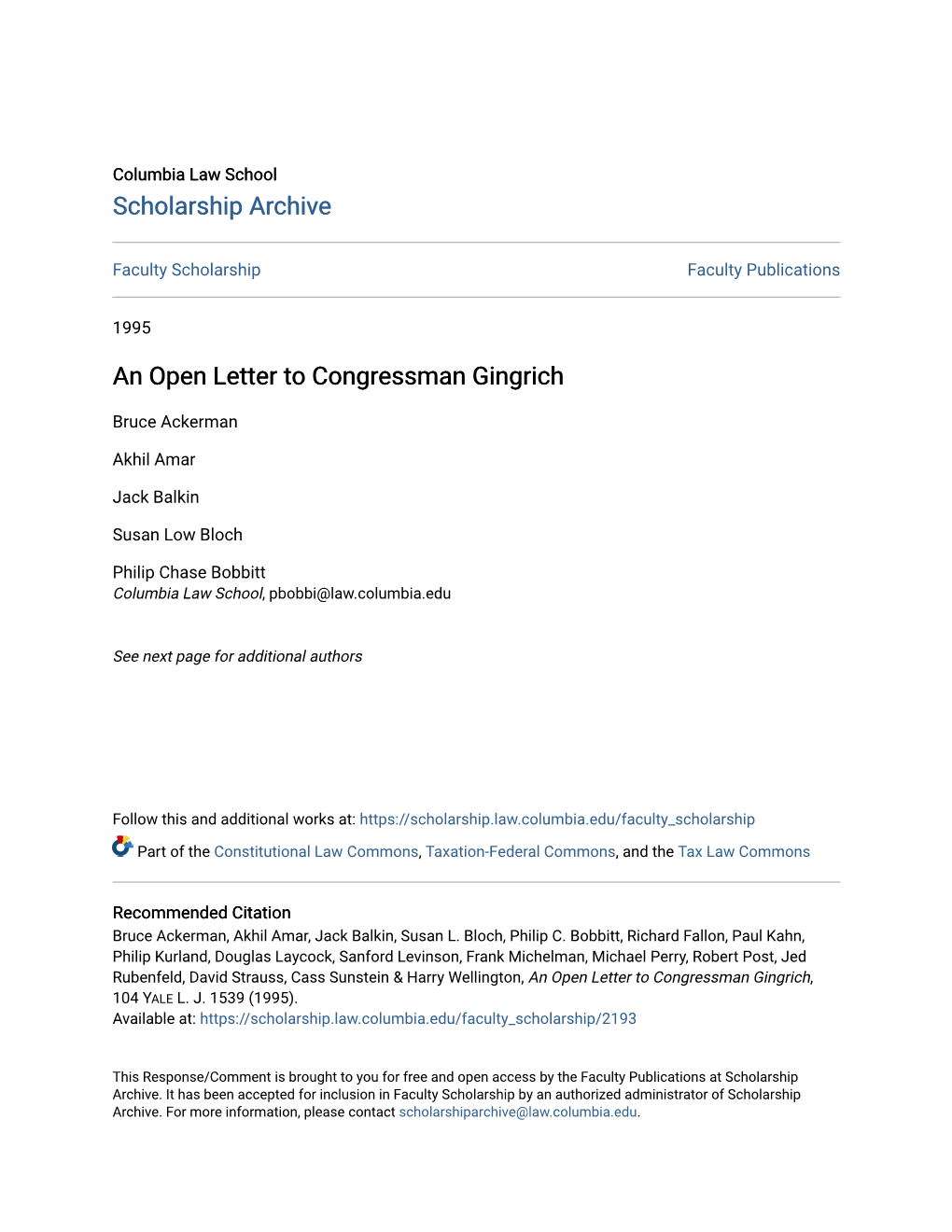 An Open Letter to Congressman Gingrich