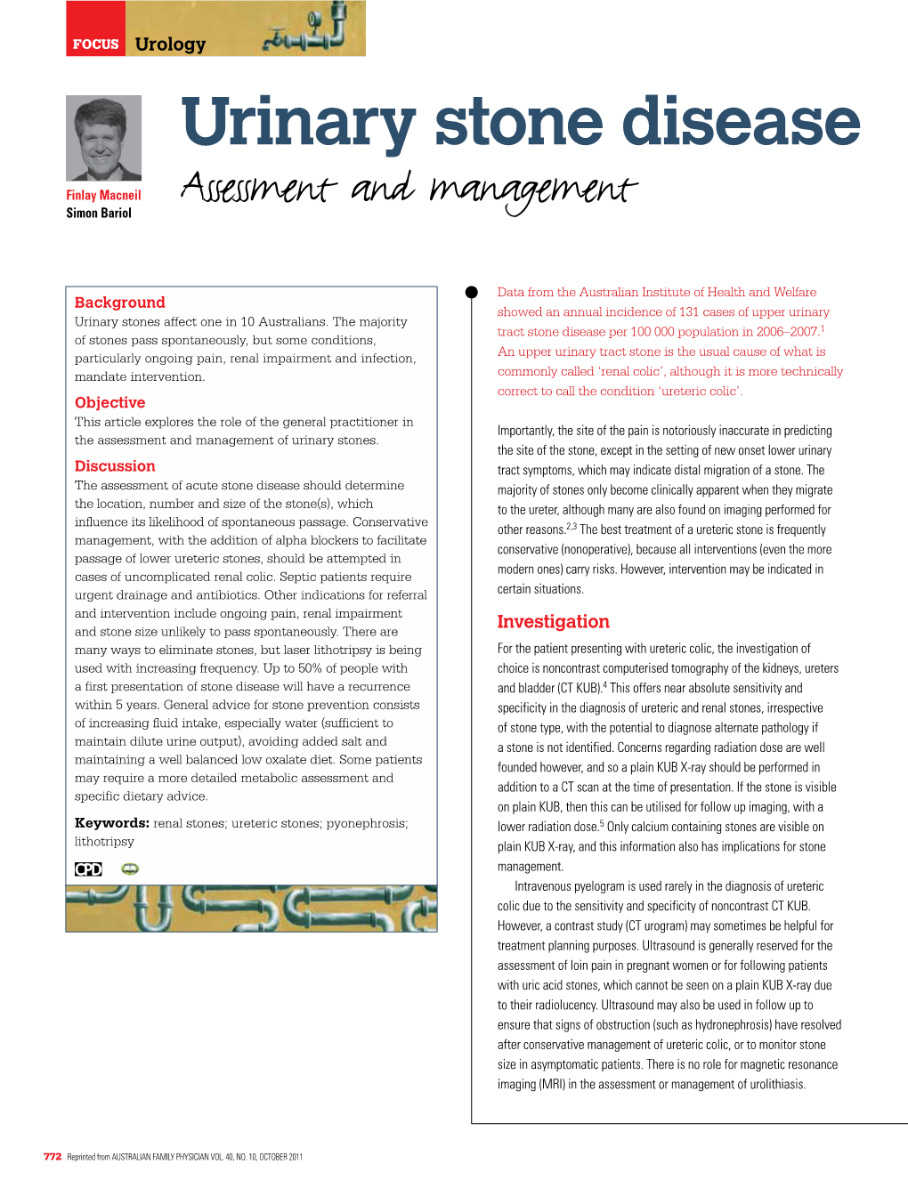 Urinary Stone Disease – Assessment and Management