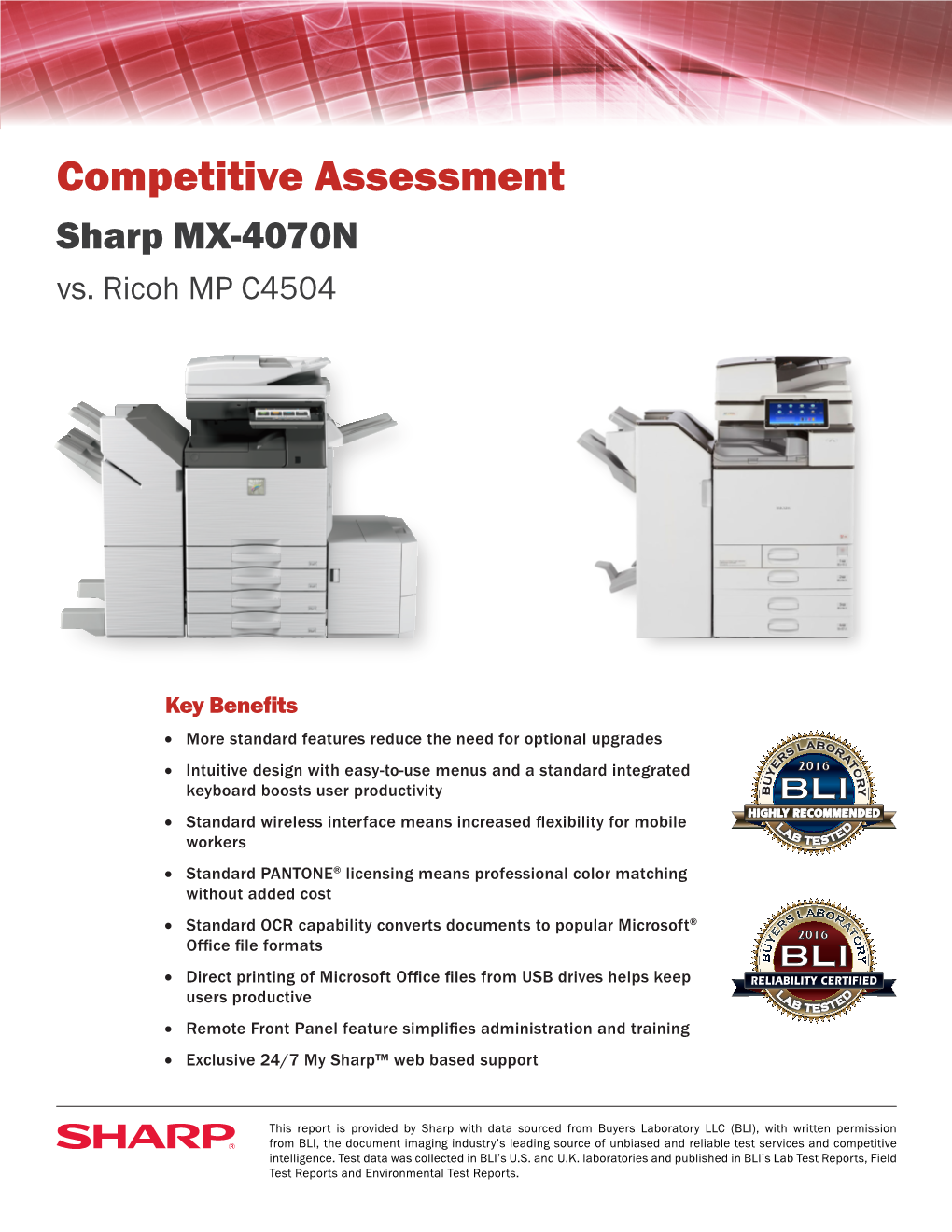Competitive Assessment Sharp MX-4070N Vs