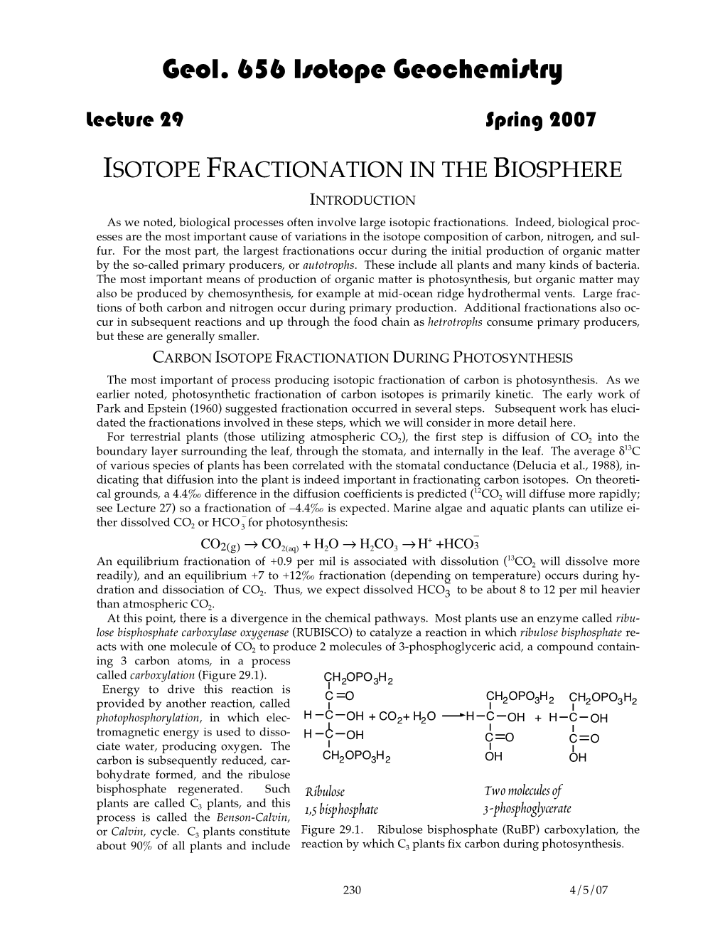 Lecture 29 Spring 2007