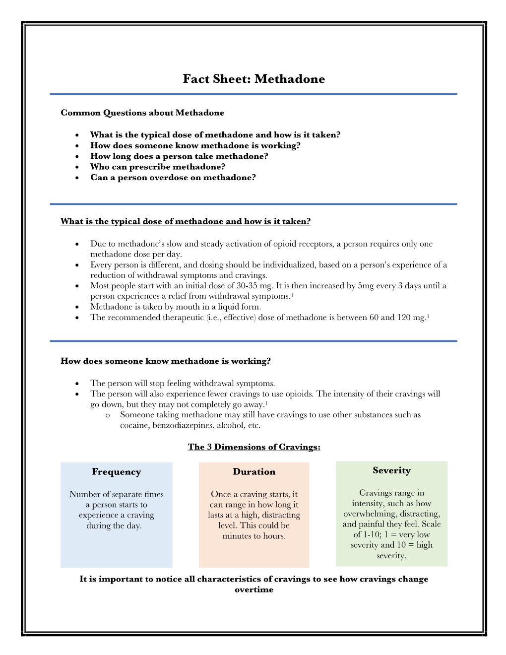 Fact Sheet on Methadone