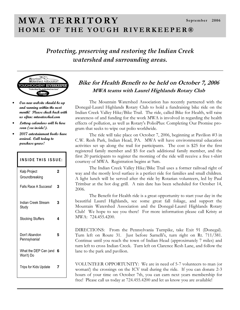 2006 Fall Newsletter