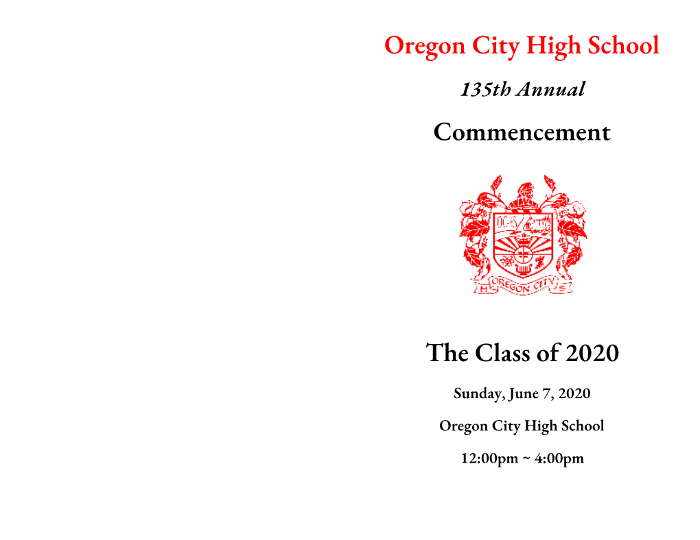 Oregon City High School Commencement the Class of 2020