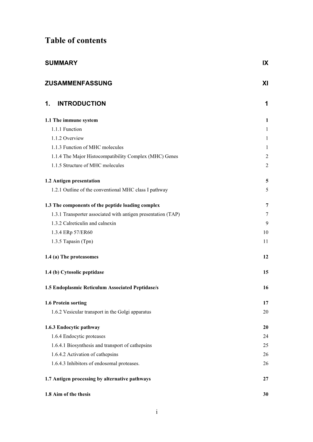 Table of Contents