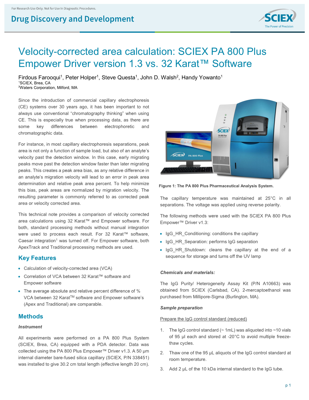 Velocity-Corrected Area Calculation SCIEX PA 800 Plus Empower